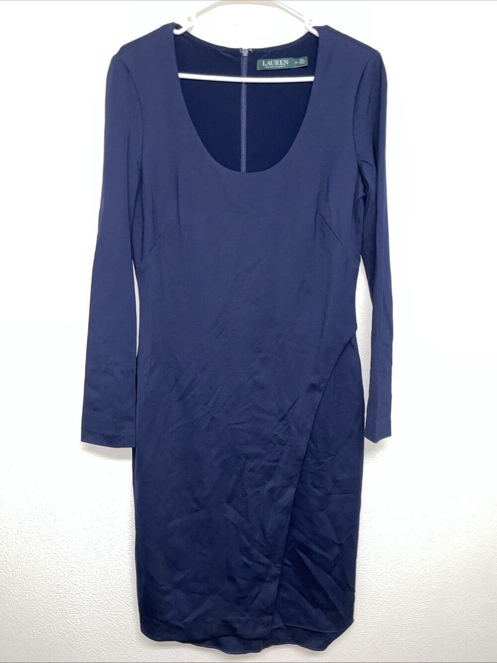Lauren Ralph Lauren Navy Blue Sheath Dress Women's Size 10 Long Sleeve